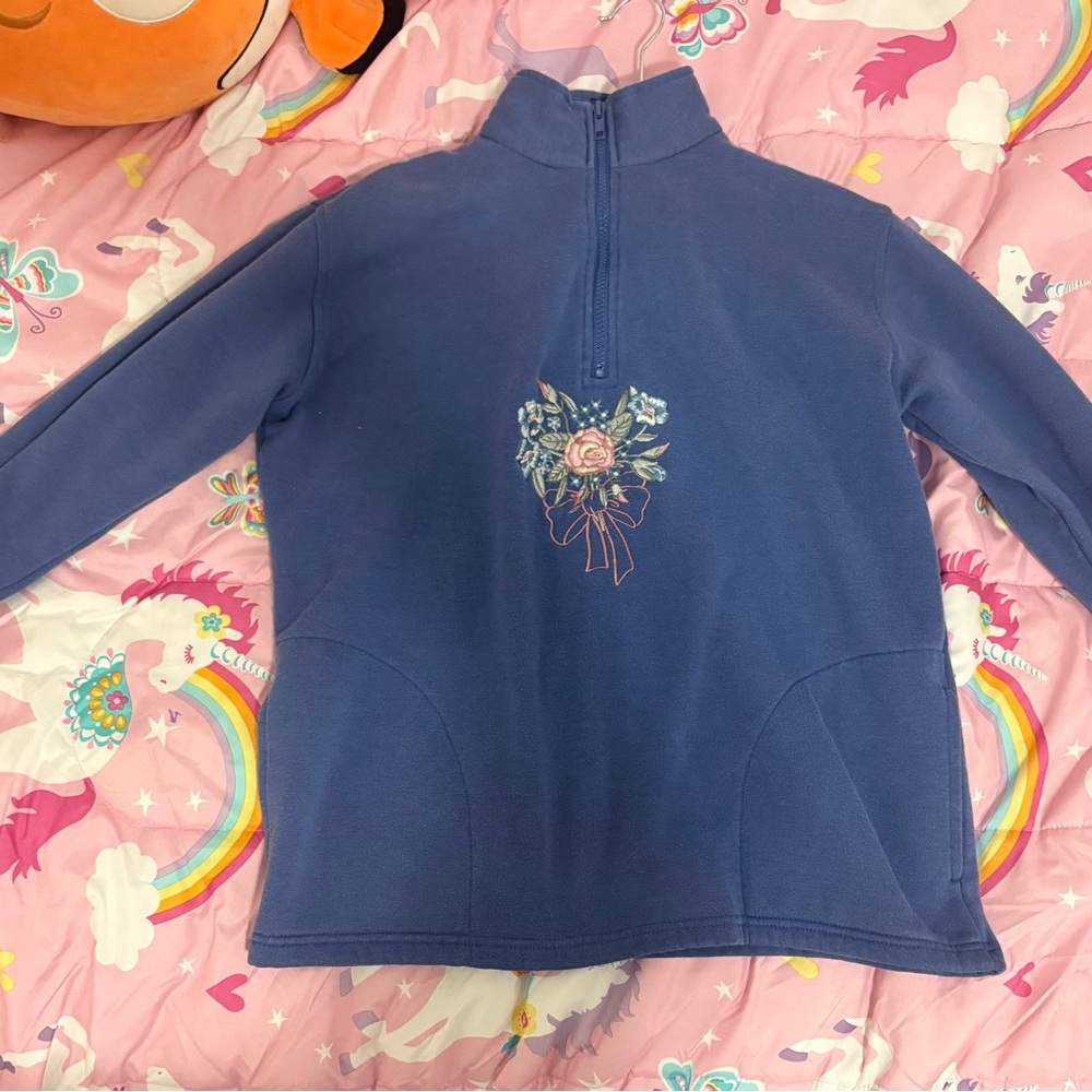 Vintage America Blue Floral Cowl Neck Sweater